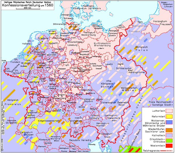 Konfessionsverteilung (um 1560)